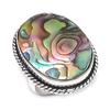 Natural Abalone Shell Gemstone 925 Sterling Silver Jewelry Ring Size 6 q0L47