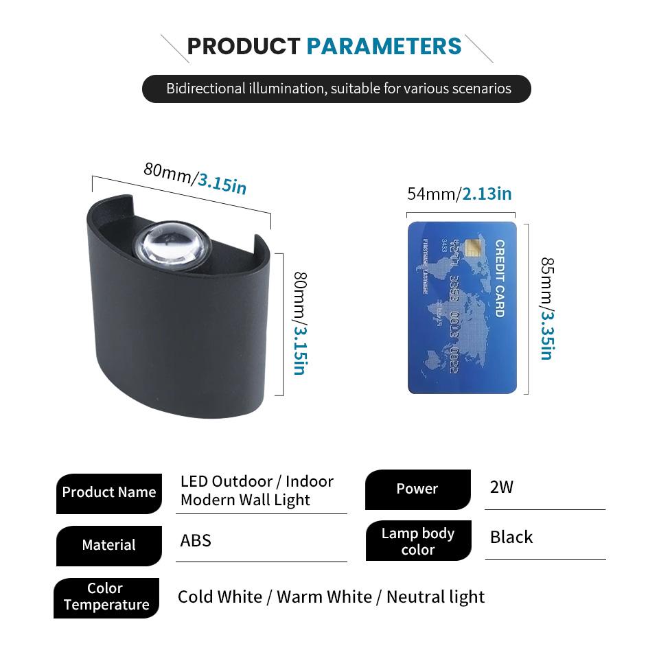 2 Вт Светодиодный настенный светильник Уличный водонепроницаемый Садовое освещение Внутренний Спальня Гостиная Лестница Настенный светильник