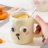 Простой набор для домашнего использования из керамических чашек с крышкой, ложкой и эффектным рисунком в виде мультяшного животного, кружка для завтрака в офисе, стакан для воды