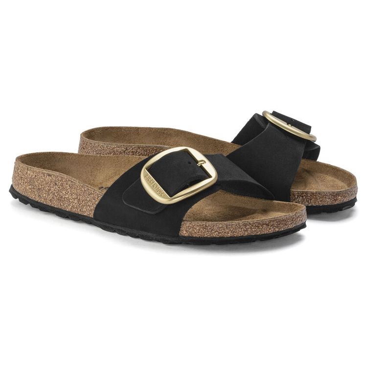 Birkenstock Мадридская квартира Удобные дышащие шлепанцы Женские сандалии Черный 1023373