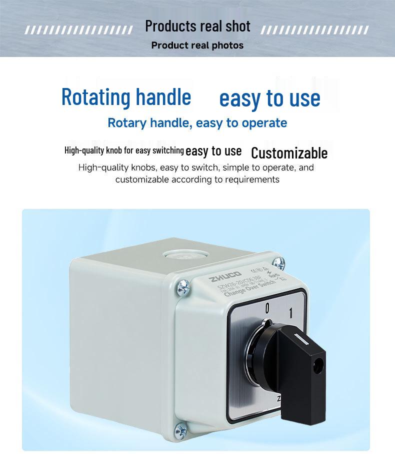 Zhuochao SZW26 Panel 3-Section 2-Position Changeover Switch with Protective Box