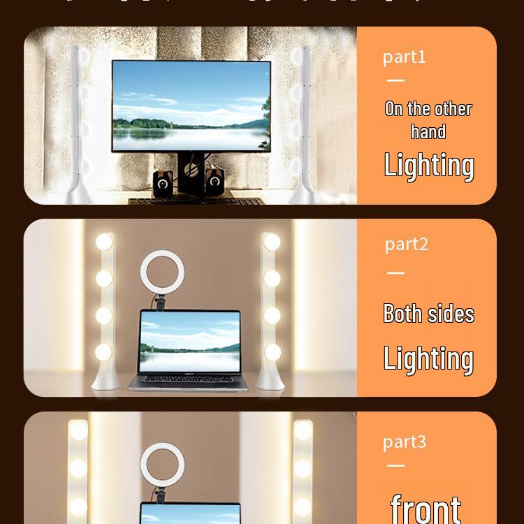 Streamer Desktop Fill Light: Double Row LED for Professional Live Room, Video Background, and Atmosphere.