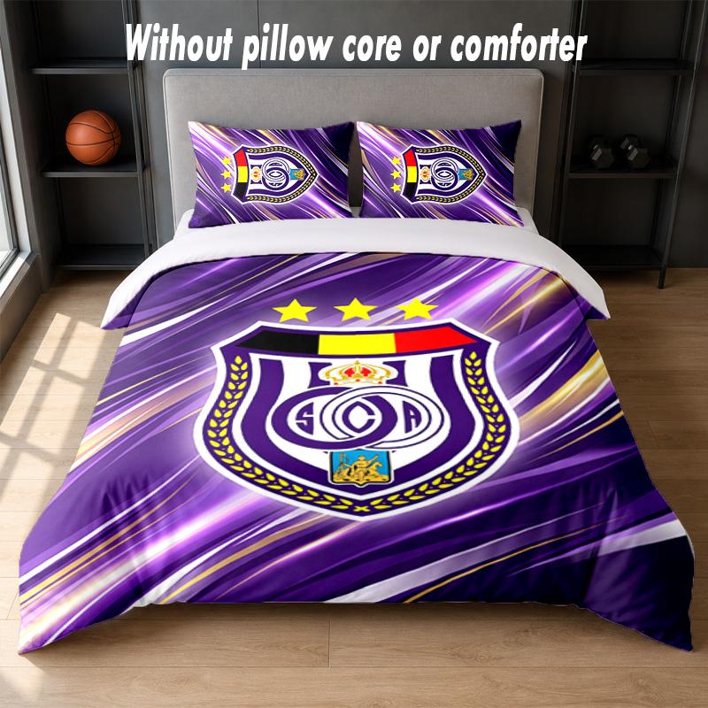 Anderlecht FC Design Bed Bedding Set 1 Duvet Cover + 2 Pillowcases Soft Breathable Household Bed Linens