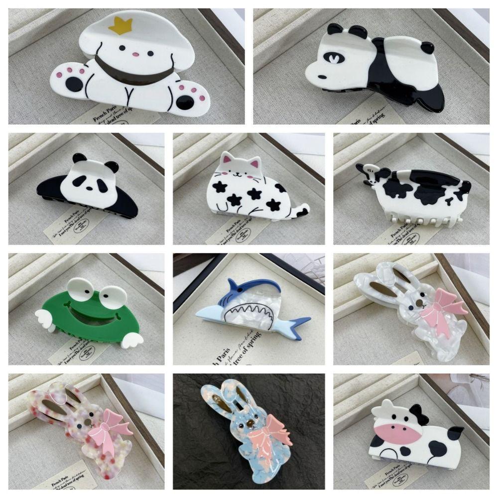 Cow Animal Claw Clip Rabbit Acetic Acid Hair Claw Creative Panda Hair Claw  Girls
