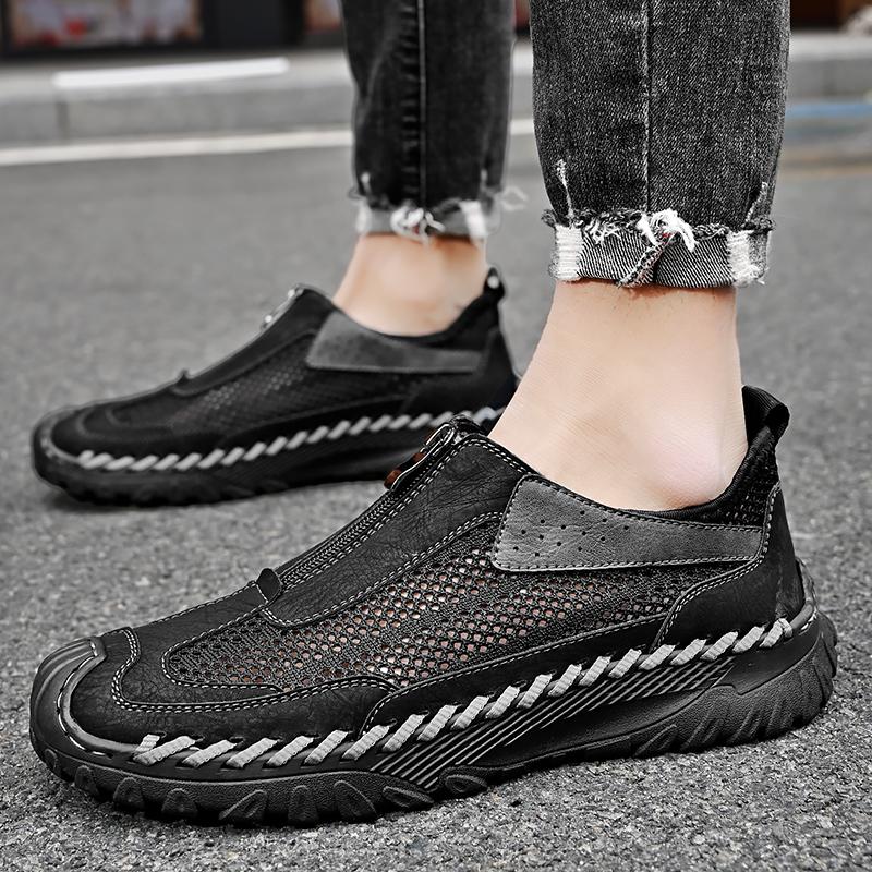 Летняя мужская повседневная обувь с дышащей сеткой, мужские лоферы, удобная прогулочная обувь, мокасины, мужская обувь на плоской подошве