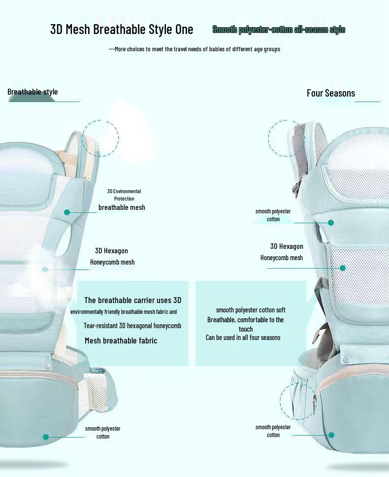 Foldable Dual-Use Baby Carrier Waist Stool with Double Shoulder Support