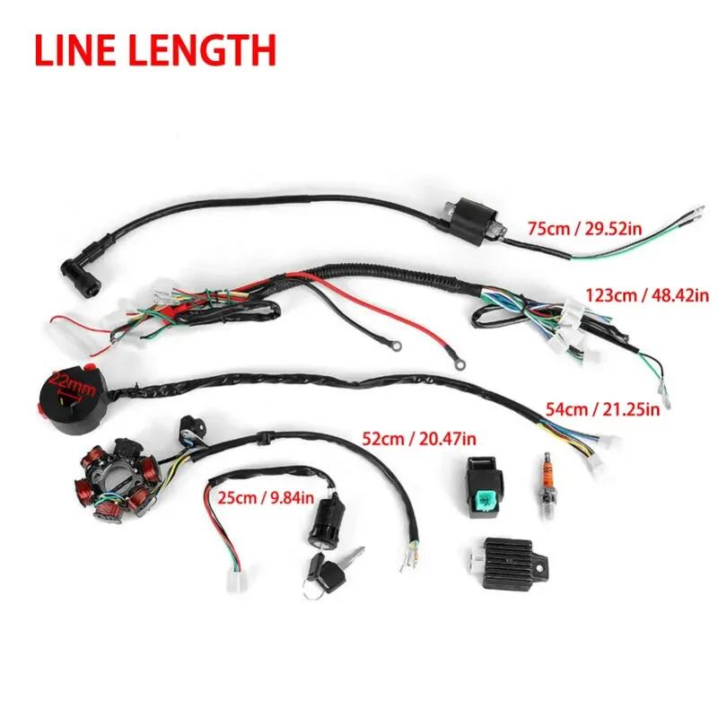 Full Set Electrics Wiring Harness Coil 5 Pin CDI Spark Plug Kits For 50/70 90/110/125/140CC ATV Quad Pit Dirt Bike Buggy Go kart