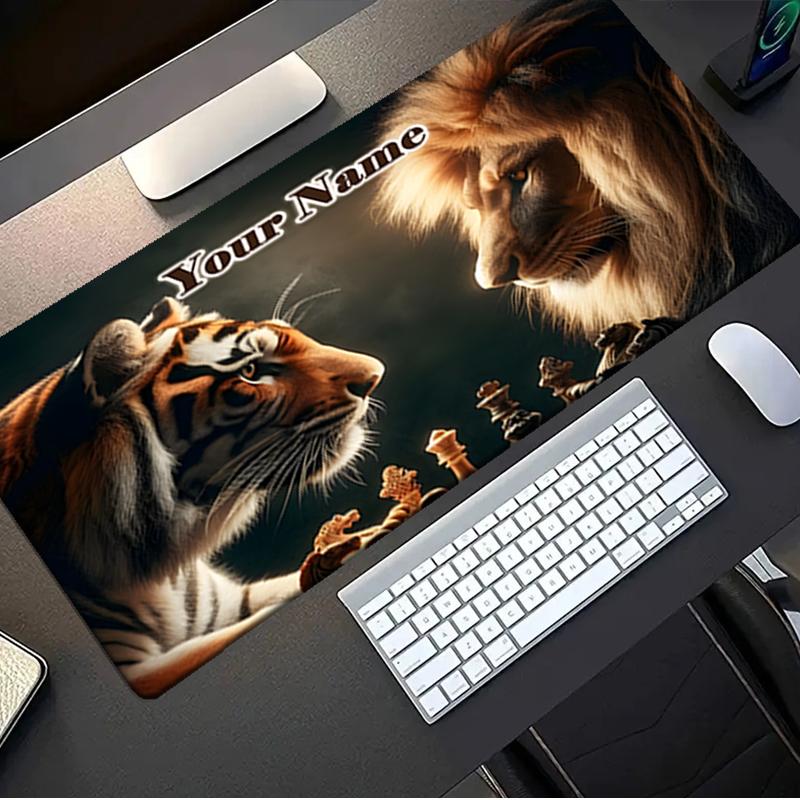 1PC Custom Name "Chess Power: Tiger vs Lion" Mouse pad, keyboard and mouse desk pad, for computer notebook Birthday Gift For Any Room Or Office