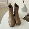 Melting Brown Women Daily Knit Combi Mid Boots Ankle Boots 2 Color