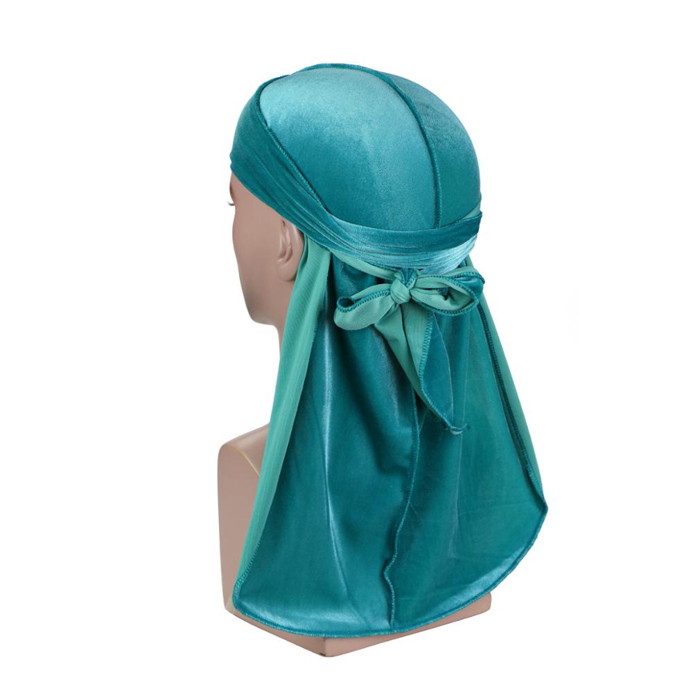 Превосходные бархатные дюраги для мужчин, дюраг с длинными завязками, шапочка для волн, роскошный хайпбист, мужской эластичный ду-раг, повязка на голову, хип-хоп бандана