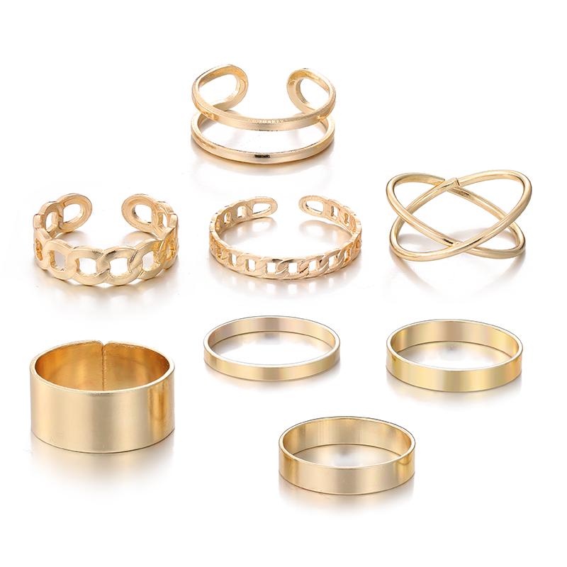8 шт./компл. простое кольцо с крестом, женские ювелирные изделия, регулирующее кольцо, золотой, серебряный браслет