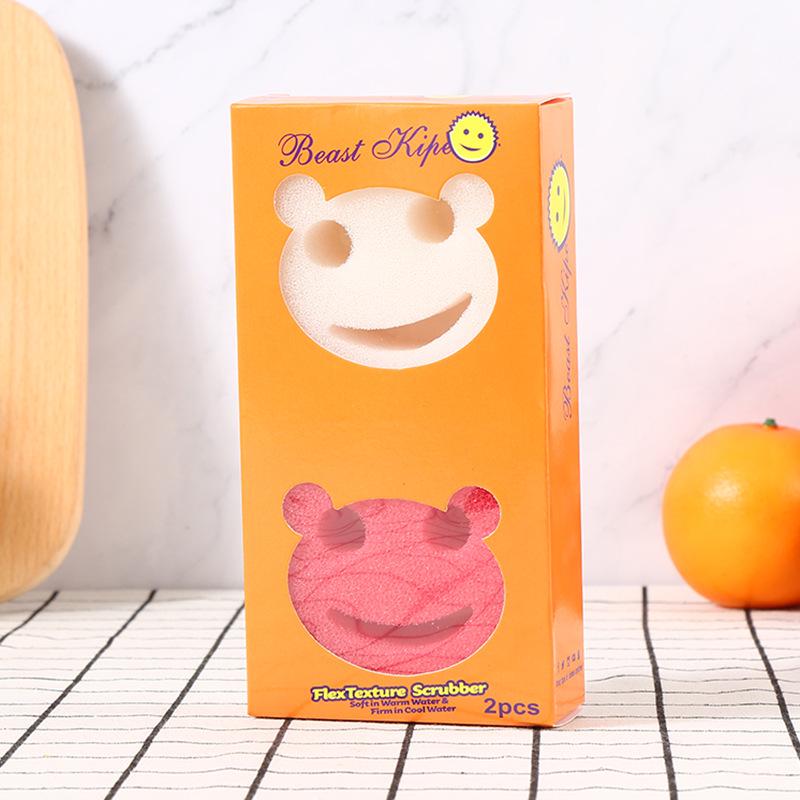 Cute Smiley Face Loofah Sponge Scrubber for Kitchen and Dishwashing