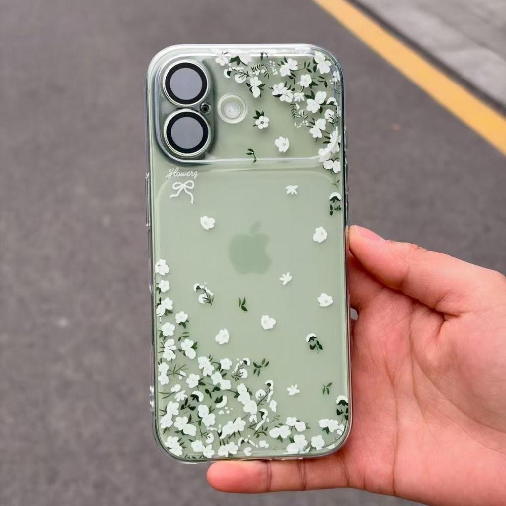 Чехол для телефона с цветочным узором и большим окном для Apple 17, подходит для iPhone 16/15 Pro и 14/13; Мягкий чехол для iPhone 12 с цветочным дизайном