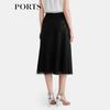 PORTS Women's 2025 Spring/Summer Black A-Line Midi Skirt