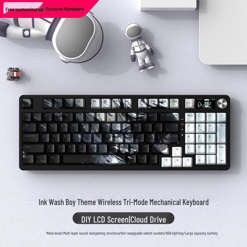 Wireless Bluetooth Mechanical Keyboard - 98-Key, Blue Switch, Silent for Gaming/Esports, High-Design for Girls/Office Use.