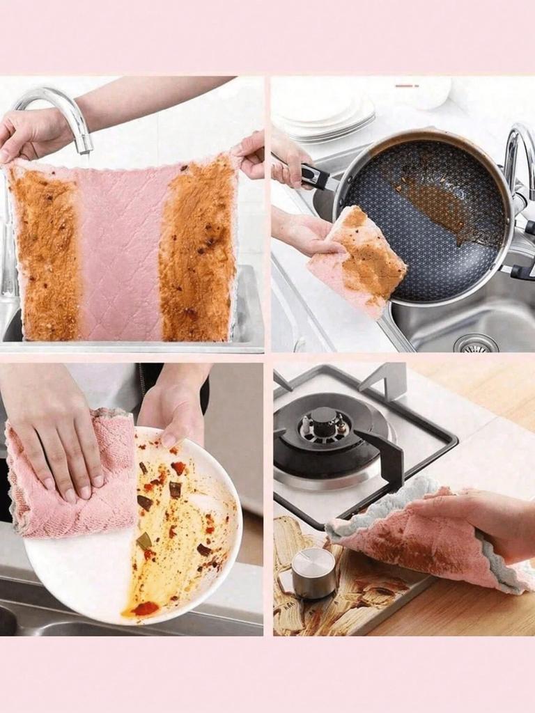 10pcs Microfiber Kitchen Cloth Dish Towels Super Absorbent Coral Velvet Dishtowels Nonstick Oil Washable Fast Drying