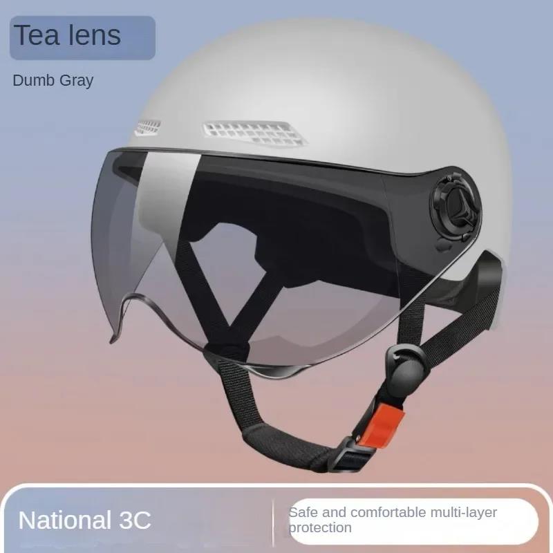 Bicycle Safety Helmet 3C Certified Men's and Women's Adult Children Cartoon Electric Bicycle Motorcycle Half Helmet with Goggles 3