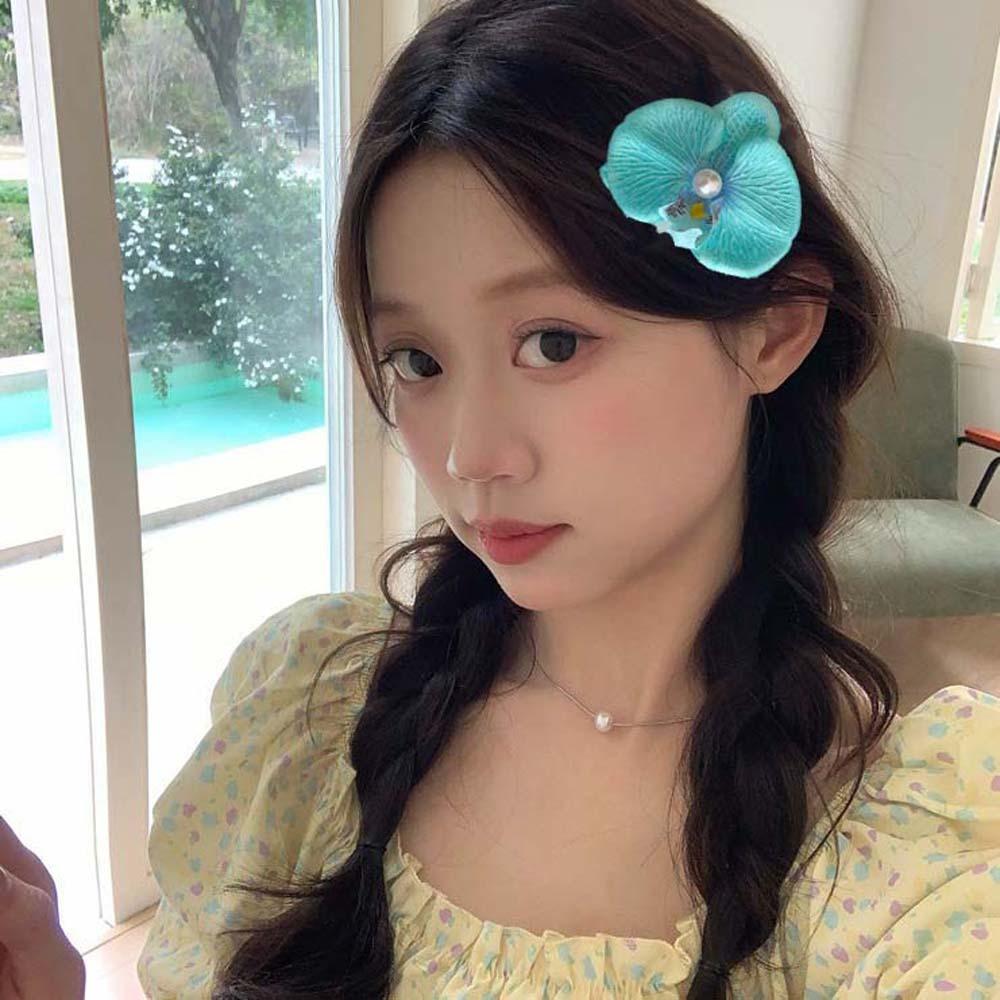 Thai Style Orchid Flower Hairpin Sweet Women Side Clip Butterfly Orchid Hair Clip Beach