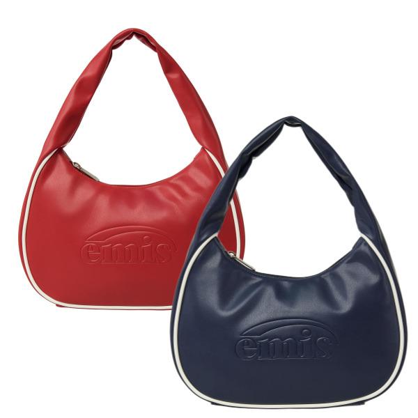 EMIS Embossed Logo Hobo Bag (Navy, Red)