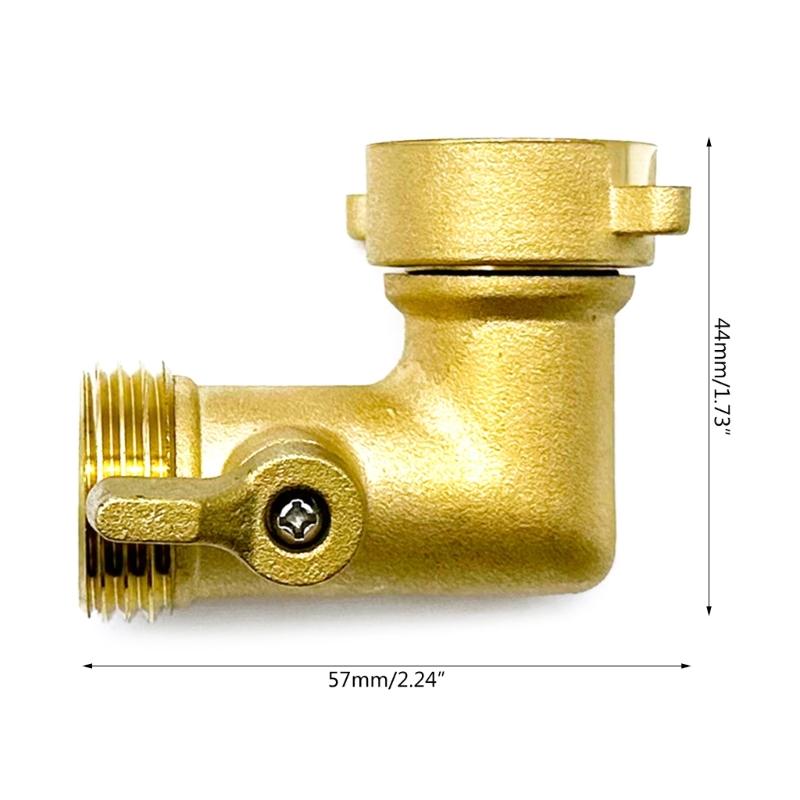 2 in 1 Angled Tap Connector 3/4 Rotating Brass Hose Adapter Convenient Water System Replacement Outdoor Tap Connector
