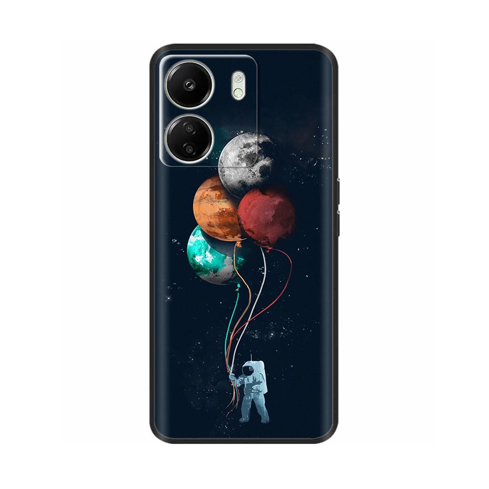 Чехол для Xiaomi Poco C65 Милый Роскошный Расписной Задний Чехол Мягкий Черный Силиконовый Чехол для Телефона Для Xiaomi Poco C65 PocoC65 Fundas Бампер