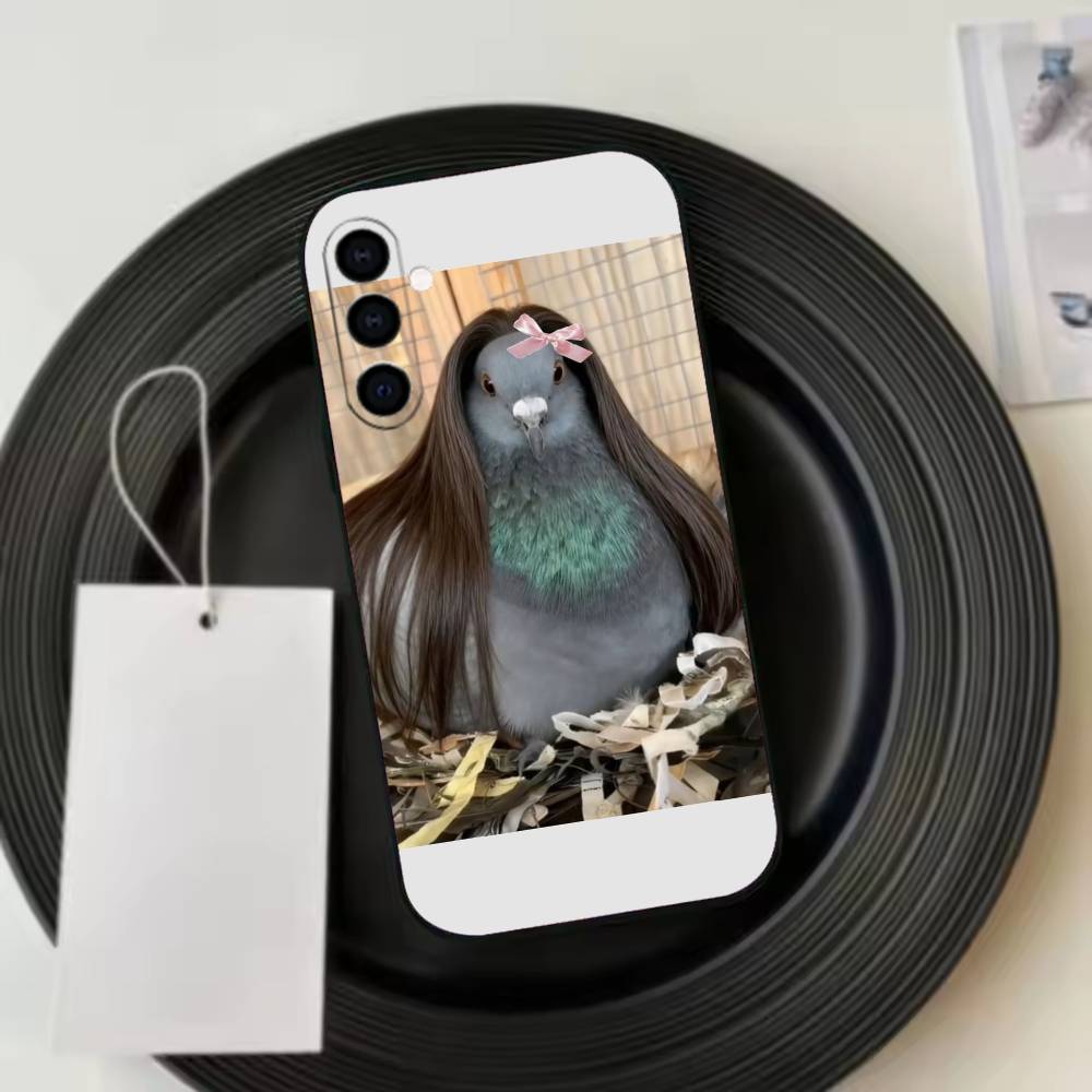 Funny silly pigeon Phone Case Black Silicone Soft For Samsung Galaxy A73,A72,A71,A70,A53,A52,A51
