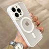 Matte Armor Magnetic For Magsafe Metal Lens Cap Case For iPhone 15 14 13 12 11 Pro Plus Max Wireless Charging Translucent Cover