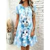 Women Abstract Geometric 3D Cartoon Print Dress O Neck Short Sleeve Loose Casual Mini Dress Summer Daily Outfit Dresses