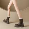 Soft Leather Version~ Martin Boots Women's 2025 Autumn and Winter New British Style Thick Heel Elastic Pleated Thin Pile Short Boots