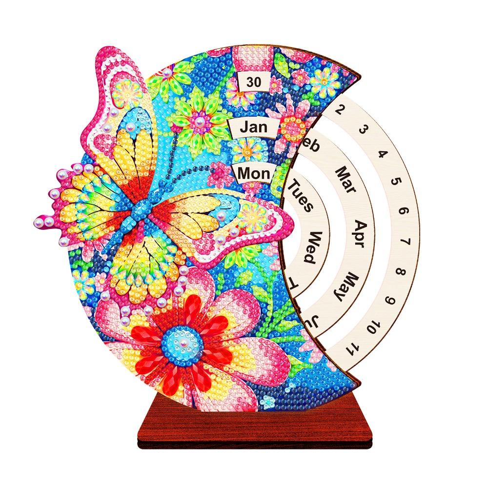 Wooden Diamond Art Perpetual Calendar Kits DIY Diamond Painting Calendar  For Adults