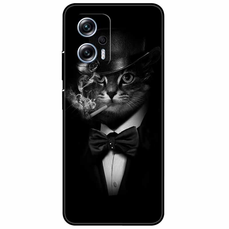 Чехол для Xiaomi Poco X4 GT 6,6'' Кот Волк ТПУ Силикон Мягкий Coque Fundas для Poco X4 GT 5G Чехол Черный Край Милый PocoX4 X 4 GT