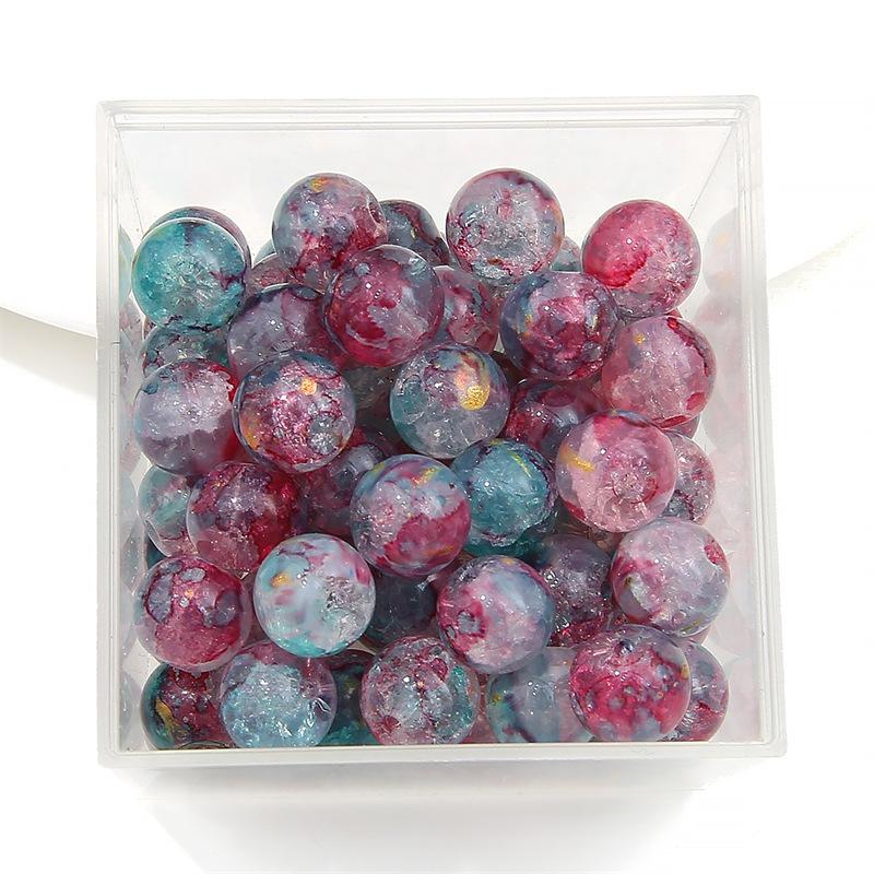 10 мм стеклянные бусины-попки Halo Inside Broken Round Бусины из глазури Ретро-бисер ручной работы Diy Ice Crack Jewelry Бусины-попки для изготовления ювелирных изделий