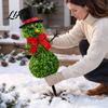 Three Ball Snowman Display Christmas Yard Stake, Simulation Topiary Decoration for Durable Plastic Stake Indoor Outdoor Porch Garden, Festive
