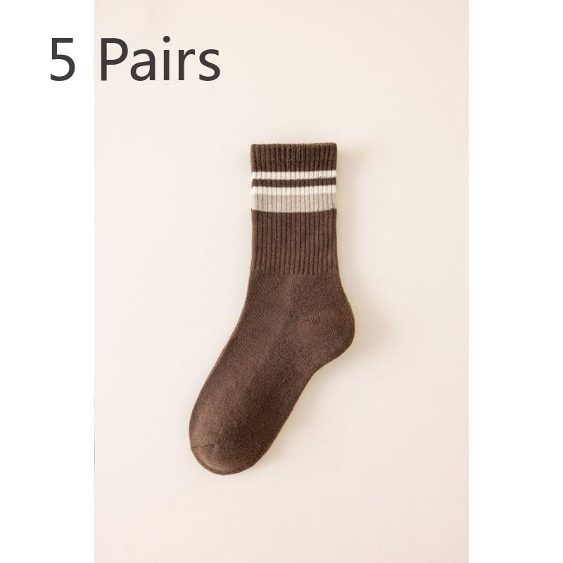 5 Pairs of Autumn and Winter New Men's Cotton Mid-calf Lengthened and Thickened Terry Socks Sports Sweat Anti-odour Warm Socks