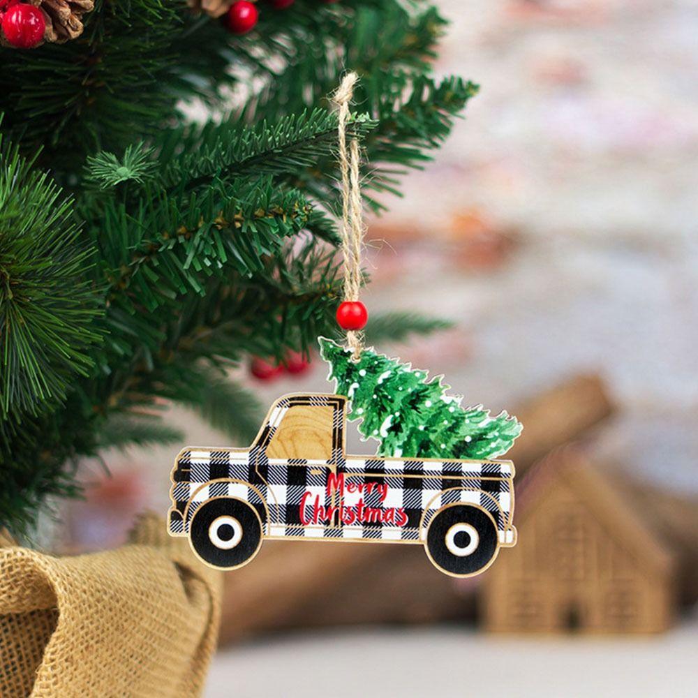 Hanging Christmas Wooden Car Pendant Handmade Christmas Decoration Christmas Tree