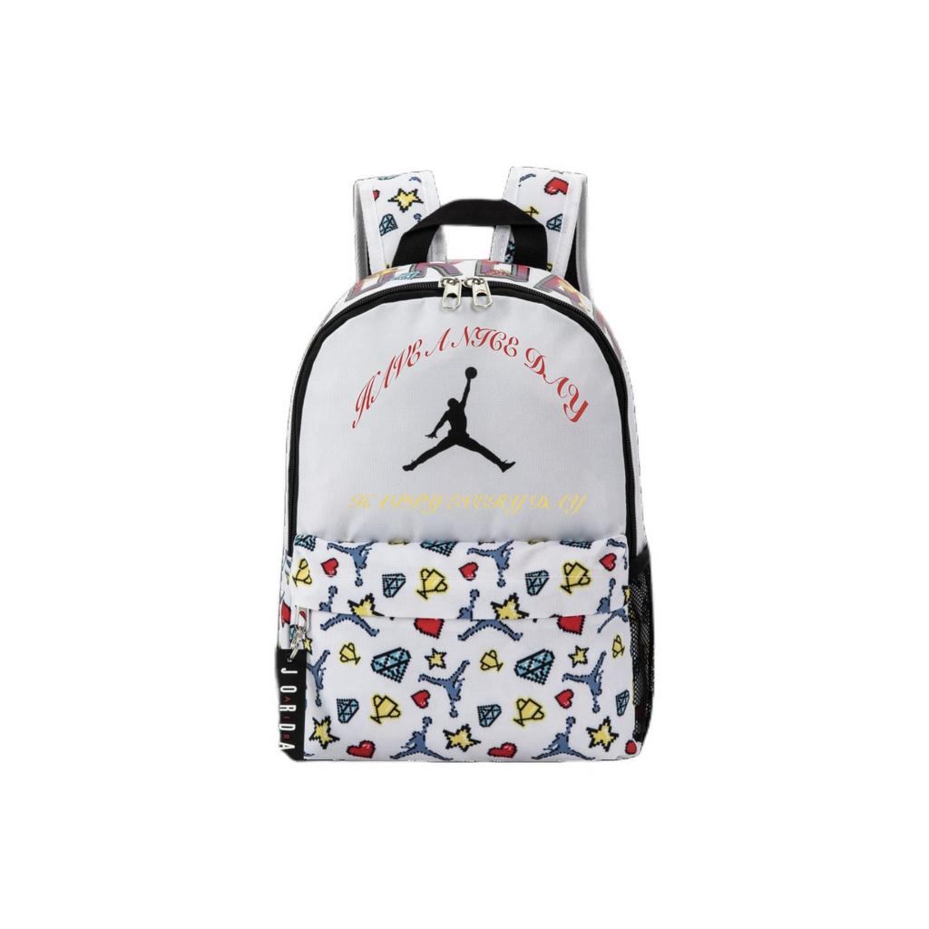 Jordan Custom Bag Letter Print Fashion Cute Star Diamond Polyester Backpack Unisex Backpack White DZ3755-100(TEAM378-ZIMU-X1)