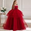 Formal Tulle Bridesmaid Girls Dresses for Children Costume Elegant Party Princess Girl Dress Vestido White Wedding Birthday Gown