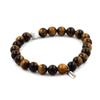 Stones and Minerals. Tiger Eye + Howlite 8 Mm Bead Bracelet. Made In France.