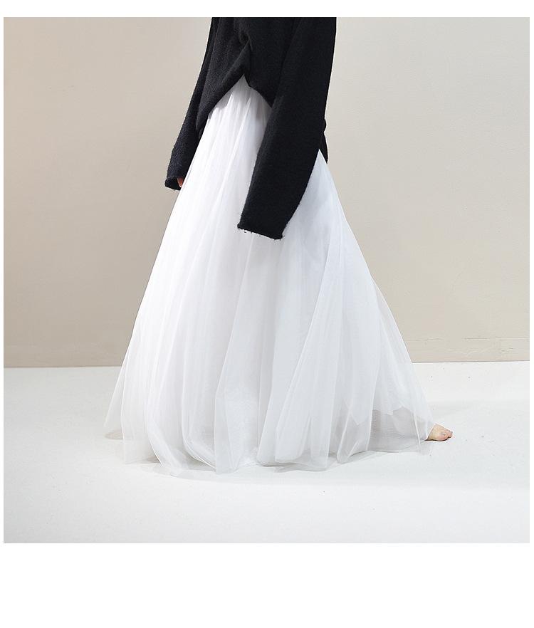 Женская летняя сетчатая марлевая юбка А-силуэта - Сказочный стиль, Широкий подол, Средняя длина, Стройнящая, Подчеркивающая темперамент