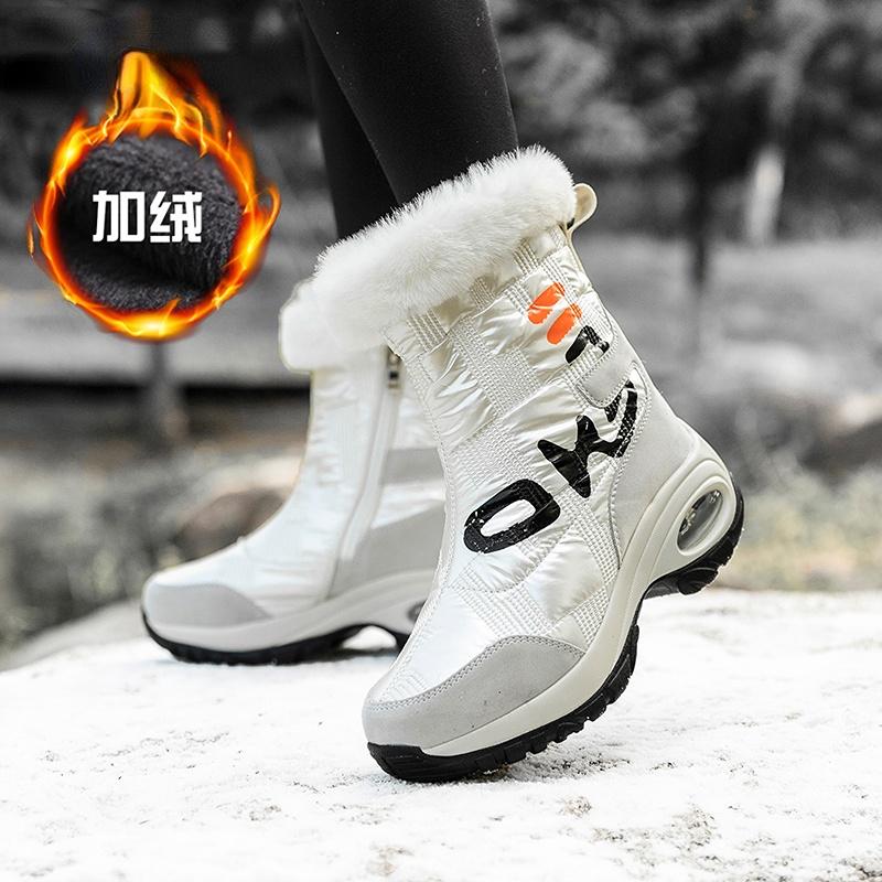 Women's Boots Snow Boots Winter  Platform Shoes High Leather Boots Leather Warm and Waterproof Comfortable High Boots Platform