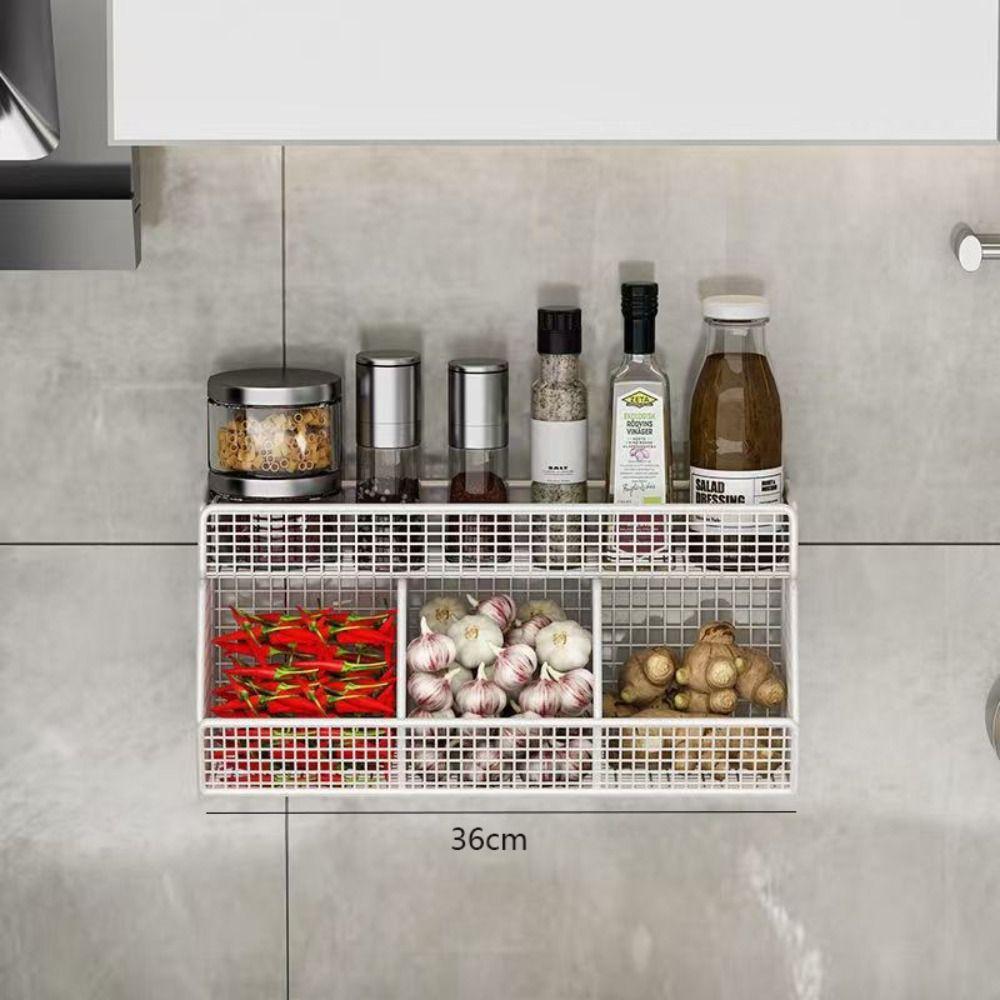 Двухъярусная подвесная корзина для фруктов, настенная, проволочная корзина для хранения лука, домашний органайзер