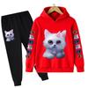 Cute Cat Printed Female Child Clothes for Children From 1 To 12 Years Autumn Pure Cotton Clothing for Girls Boys Wear Casual