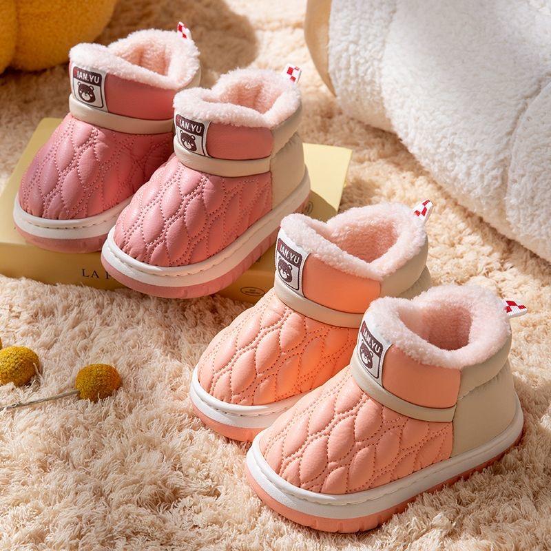 Детские хлопковые туфли зимние утолщенные ПУ кожаные водонепроницаемые домашние хлопковые тапочки противолыжные ботинки для мальчиков и девочек
