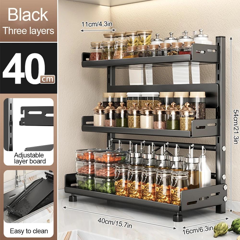 2-3 Tier Height-Adjustable Vertical Spice Rack Rustproof Metal Spice Storage Rack Kitchen Storage Rack And Decorative Piece