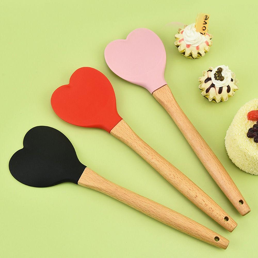 3 Pcs 3 Colours Baking Tool Silicone Cooking Tools Easy To Use Cooking Spoons Kitchen
