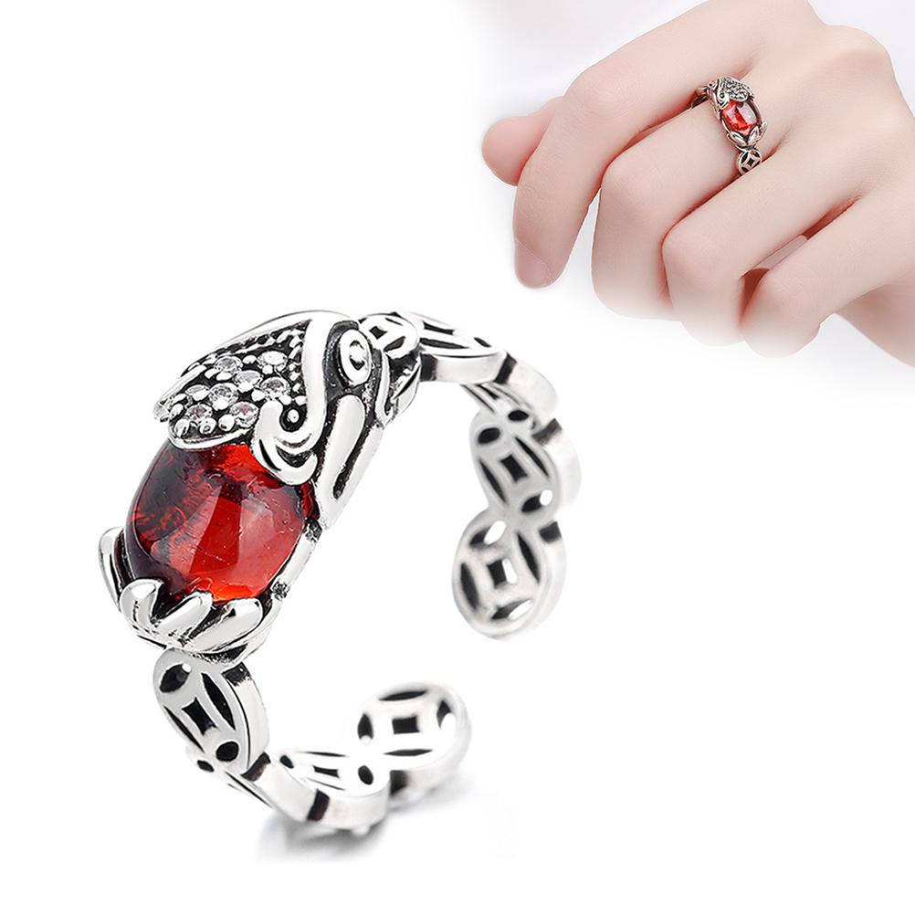 Pixiu Ring Retro Feng Shui Amulet Open Adjustable Ring Buddhist Mani Mantra Wealth Ring Wealth Lucky Jewelry Ring