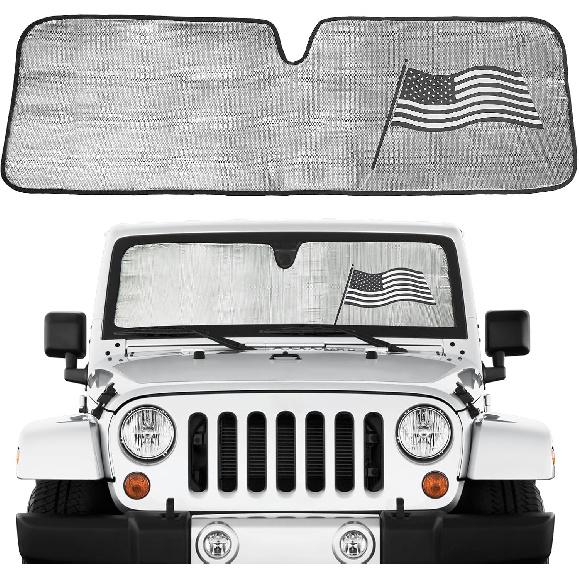JOYTUTUS Улучшенная солнцезащитная шторка на лобовое стекло, совместимая с Wrangler JK JKU TJ 1997-2018, Складная шторка на лобовое стекло JK, Козырек от солнца, Блокирует УФ-лучи, США