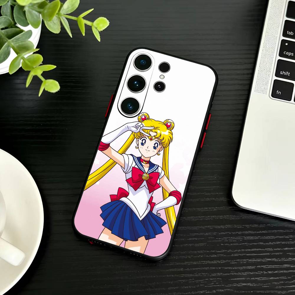 Мультяшный чехол для телефона F-Sailor M-Moons для Samsung S26, S25, S24, S23, S22, S30, S21, Ultra, Plus, FE 5G Черный Мягкий чехол