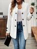 Autumn Winter New Fashion Solid Color Textured Double-Breasted Decorative Inner Pocket Long Sleeve Cardigan Jacket