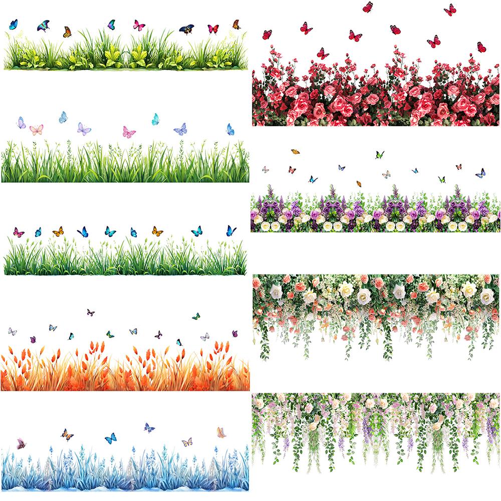 Настенные наклейки для гостиной спальни минималистичные плинтусы цветы розы растения креативная линия талии фоновые картины настенное искусство домашний декор